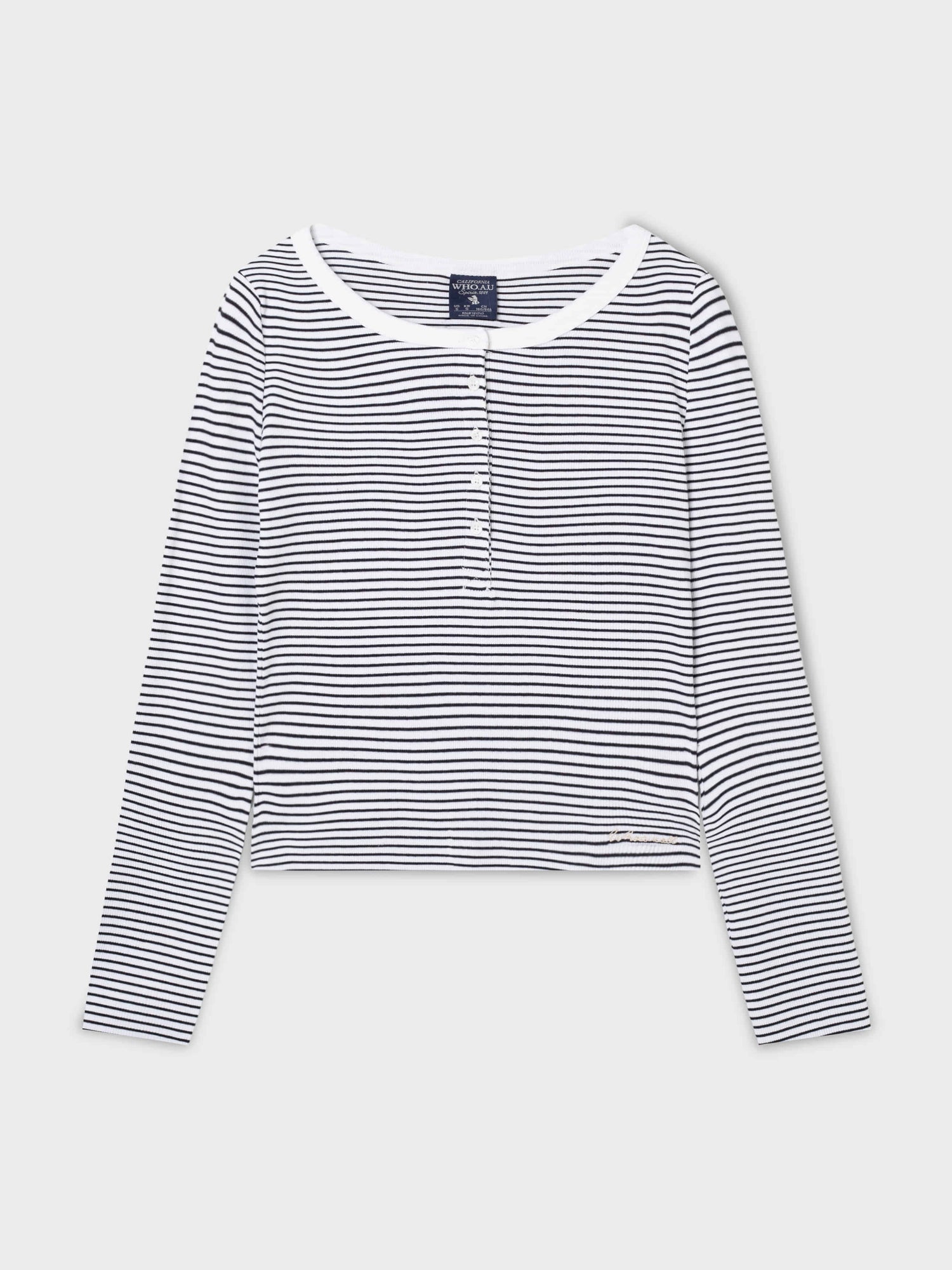 韓國 Who.A.U Ribbed Henry Neck T-shirt【WA220】