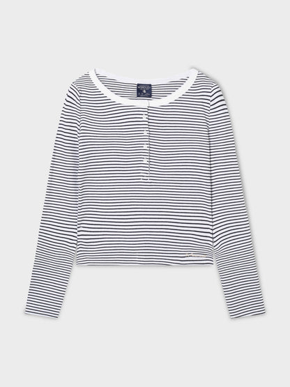 韓國 Who.A.U Ribbed Henry Neck T-shirt【WA220】