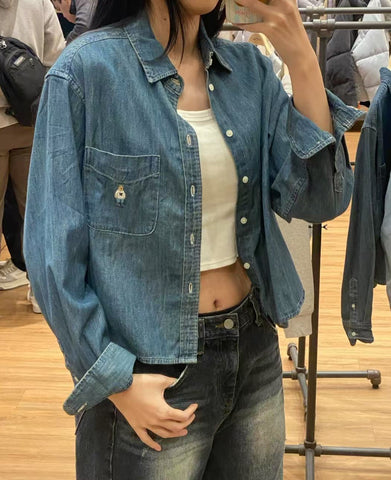 【現貨】韓國 Who.A.U Steve Crop Denim Shirts【WA074】 - STT Mall HK 靚太網購