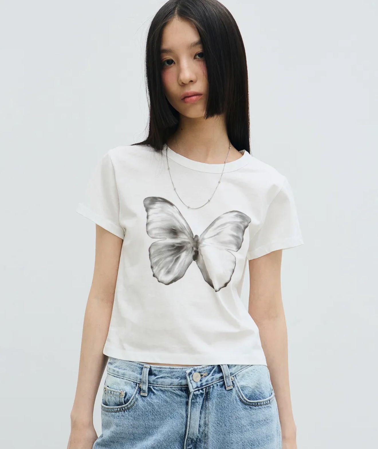 韓國 Nick Nicole Butterfly Soft Coloring Crop Top【KR006】