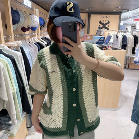 韓國 Satur Bohemian Crochet Knit Shirt【SR083】
