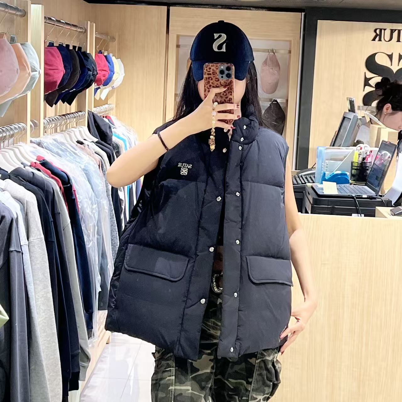 韓國 Satur Apero Pocket Duck Down Padding Vest (鴨絨)【SR205】