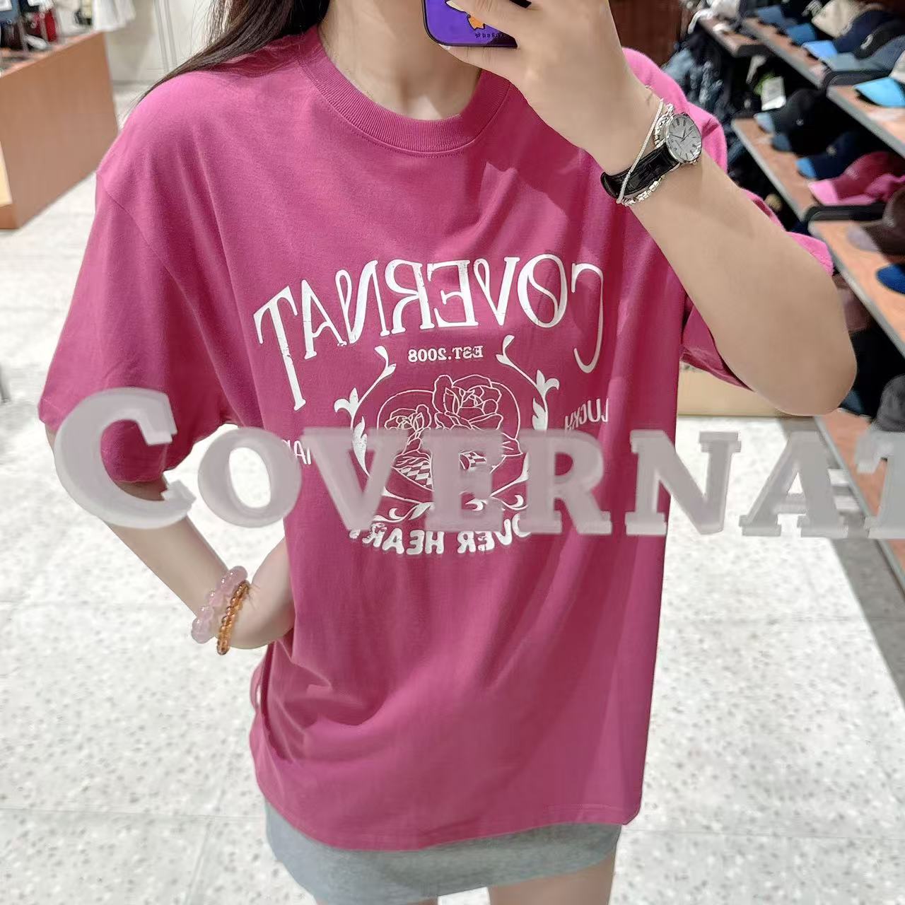 韓國 Covernat Women's Overfit Vintage Graphic T-Shirt【CO049】