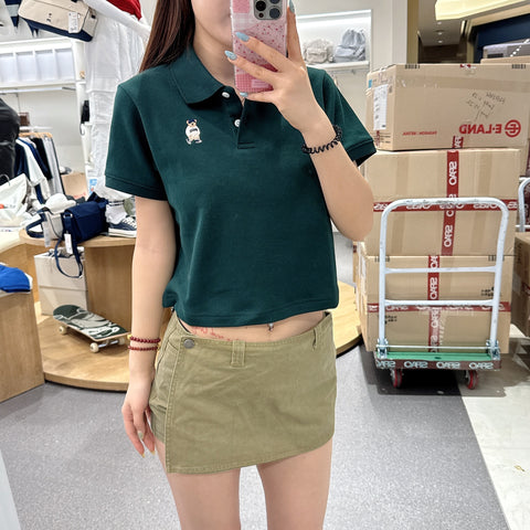 韓國 SPAO Soft Cotton Crop Collar T-shirt【SP120】
