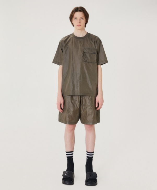 韓國 Markm Glossy Woven Set-up Pocket T-Shirt【MA196】