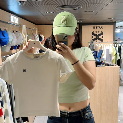 韓國 Satur Classic Crop T-shirt【SR090】