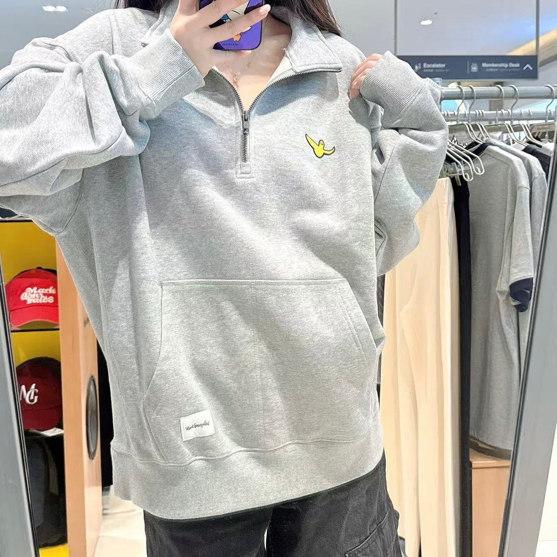 韓國 Mark Gonzales Angel Wappen Half Zip-Up Sweatshirt【MG151】