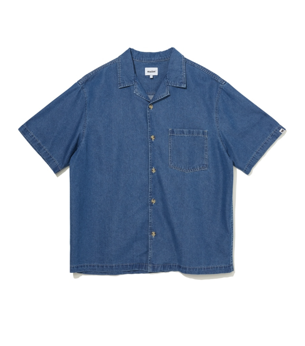 韓國 Markm Washed Denim Open Collar Shirt【MA176】