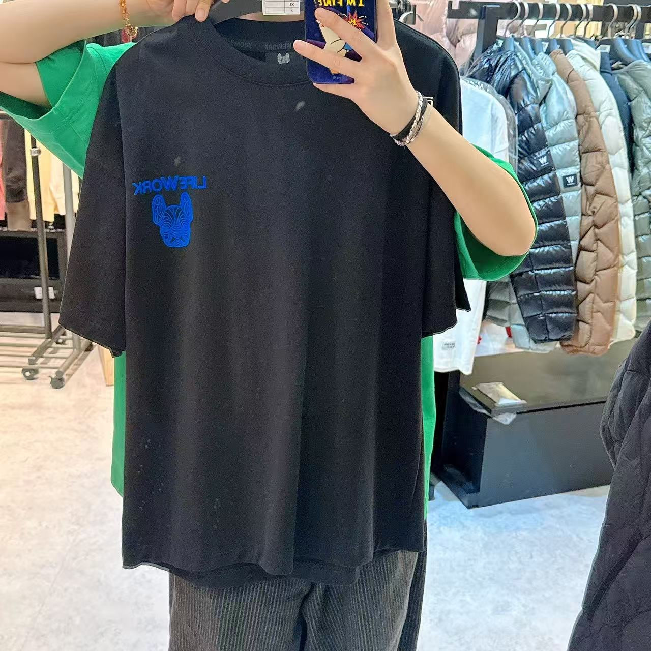 韓國 LifeWork Flocked Ladok Print T-Shirt【LW040】