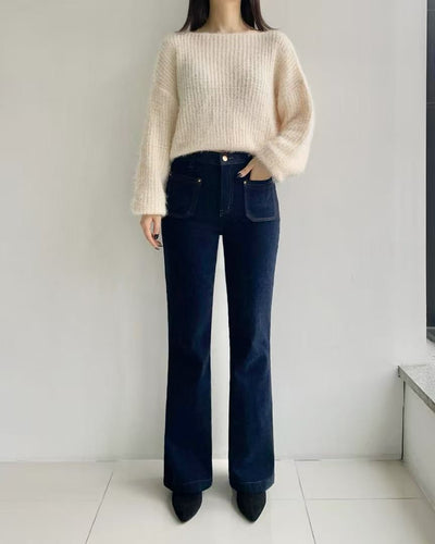 韓國 HowLuk 牛仔褲 刷薄毛  (冬季款)【H2555】