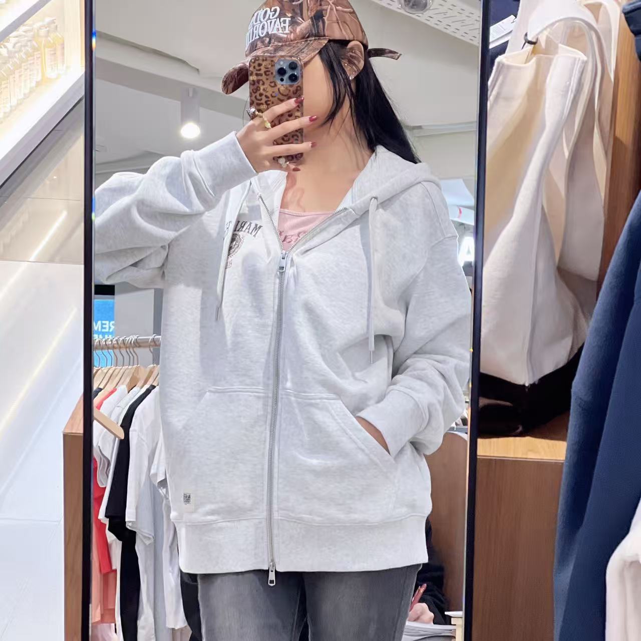 韓國 Marithe Francois Girbaud Big College Logo Graphic Hoodie Zipup【MF731】