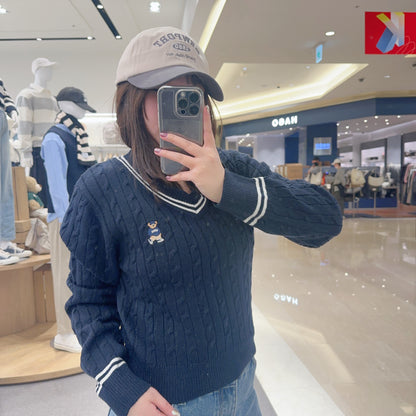 韓國 SPAO Cable V-neck Crop Sweater【SP060】