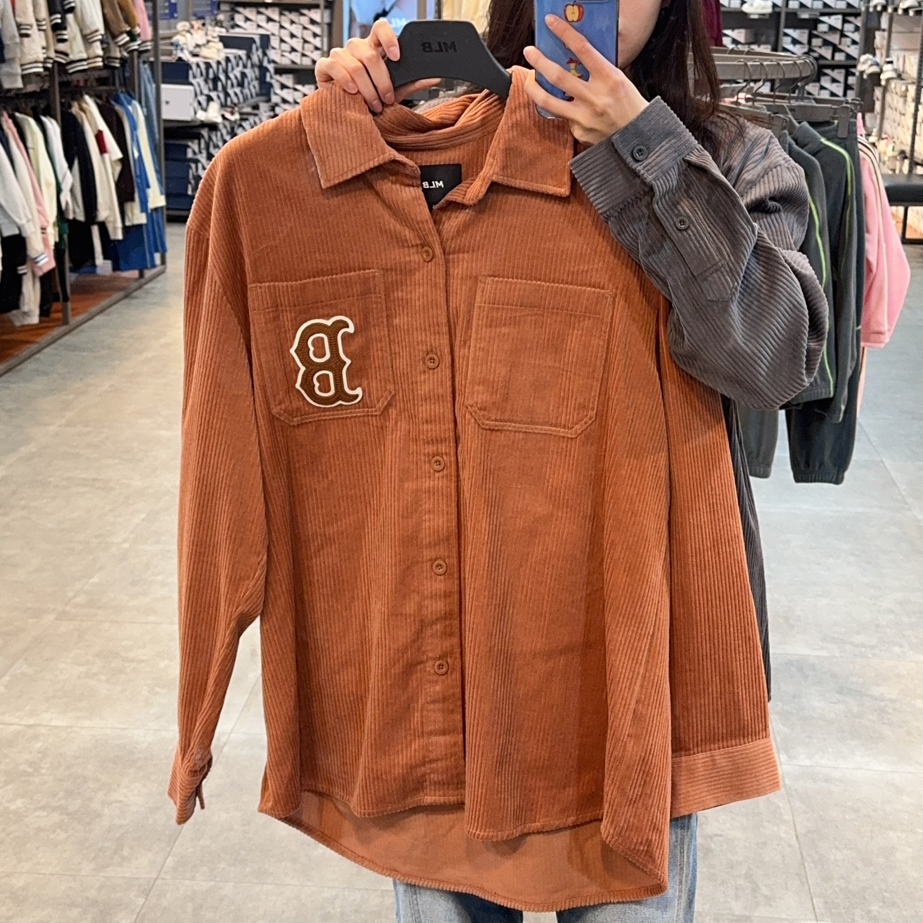 韓國 MLB Basic Medium Logo Corduroy Overfit Shirt【MB035】