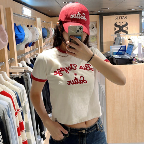 韓國 Satur Bon Voyage Ringer T-Shirt【SR092】