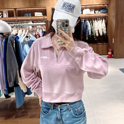 韓國 Marithe Francois Girbaud W Lettering Logo Terry Half Zip-Up Sweatshirt 【MF258】