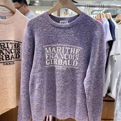 韓國 Marithe Francois Girbaud BOUCLE CLASSIC LOGO KNIT PULLOVER【MF739】