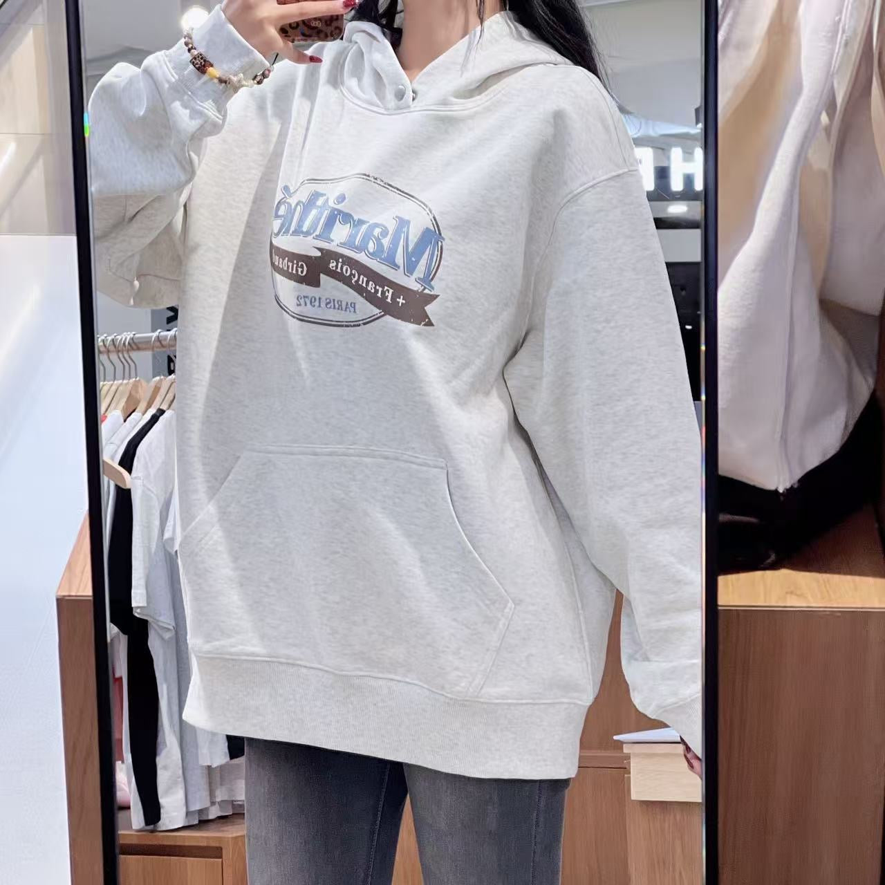 韓國 Marithe Francois Girbaud Vintage Stamp Graphic Hoodie (Brushed)【MF763】