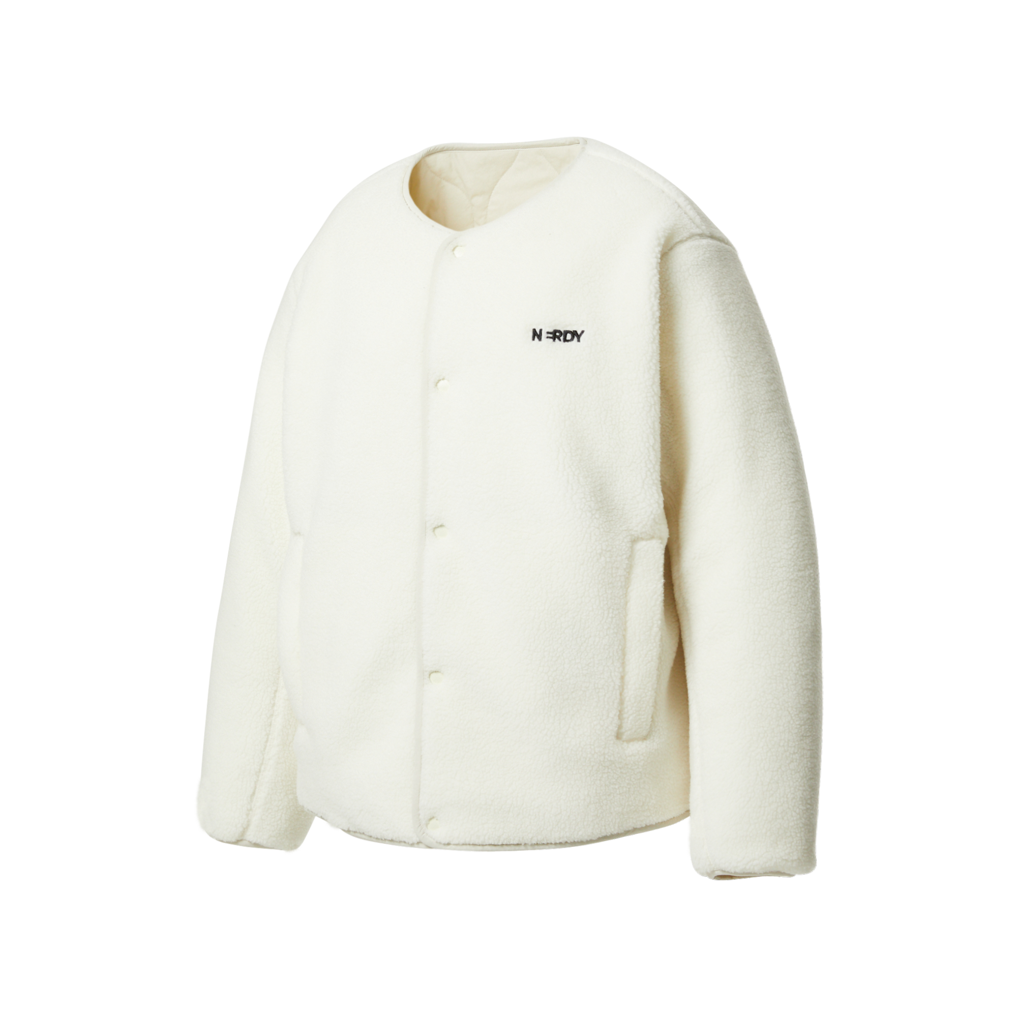 韓國 Nerdy Reversible Collarless Fleece Jacket【NY068】
