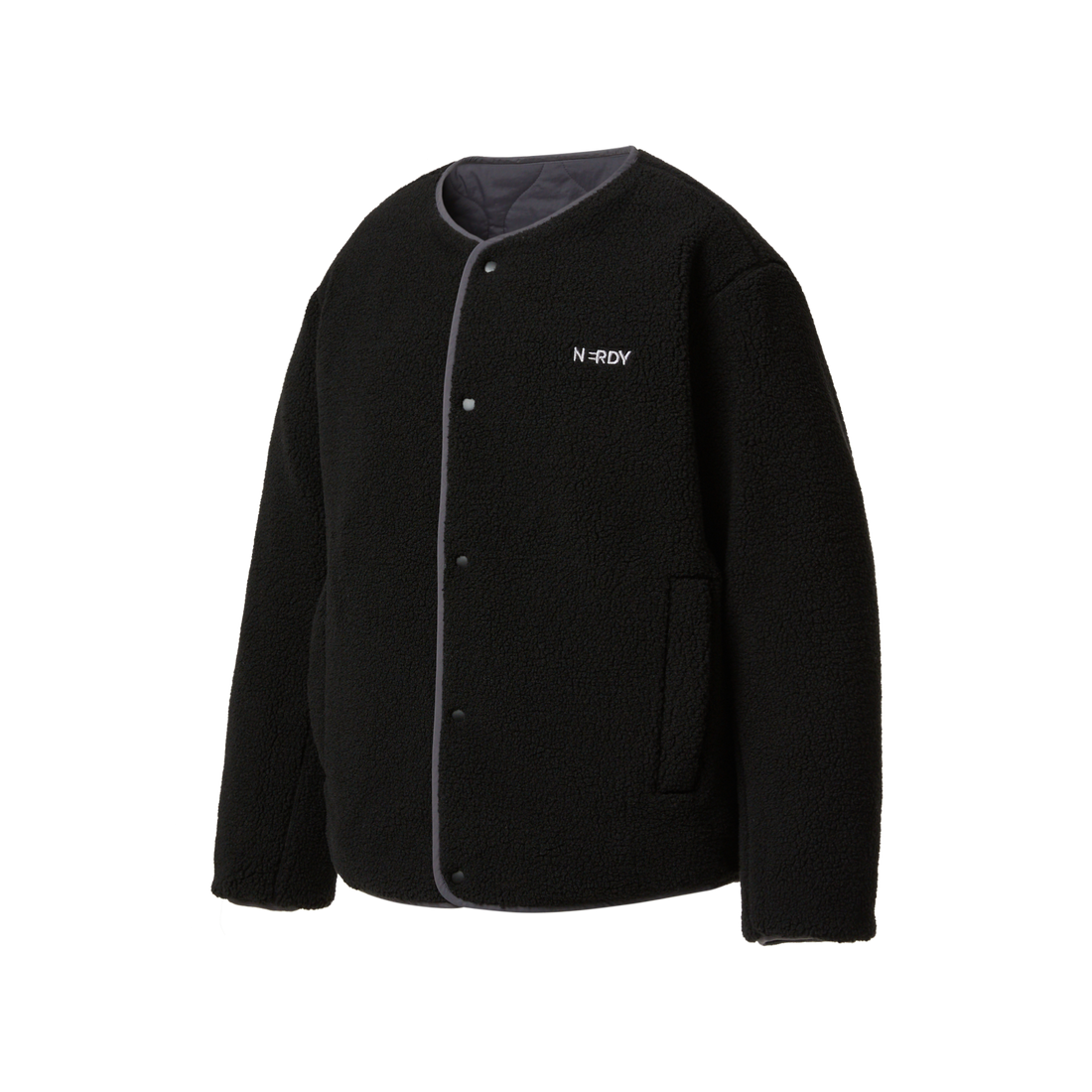韓國 Nerdy Reversible Collarless Fleece Jacket【NY068】