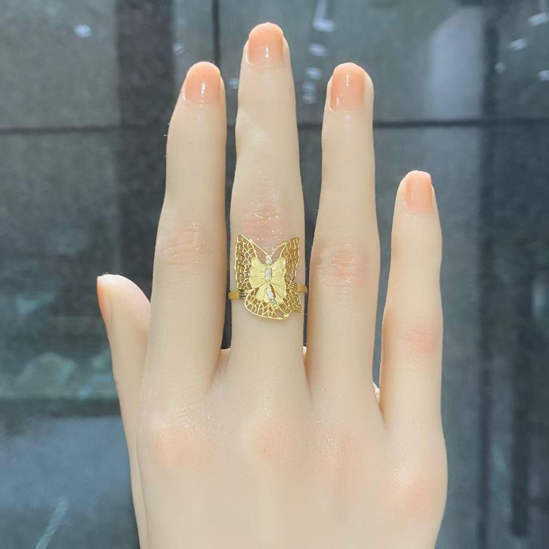 珠寶展 蝴蝶鑽石金戒指【JG102】