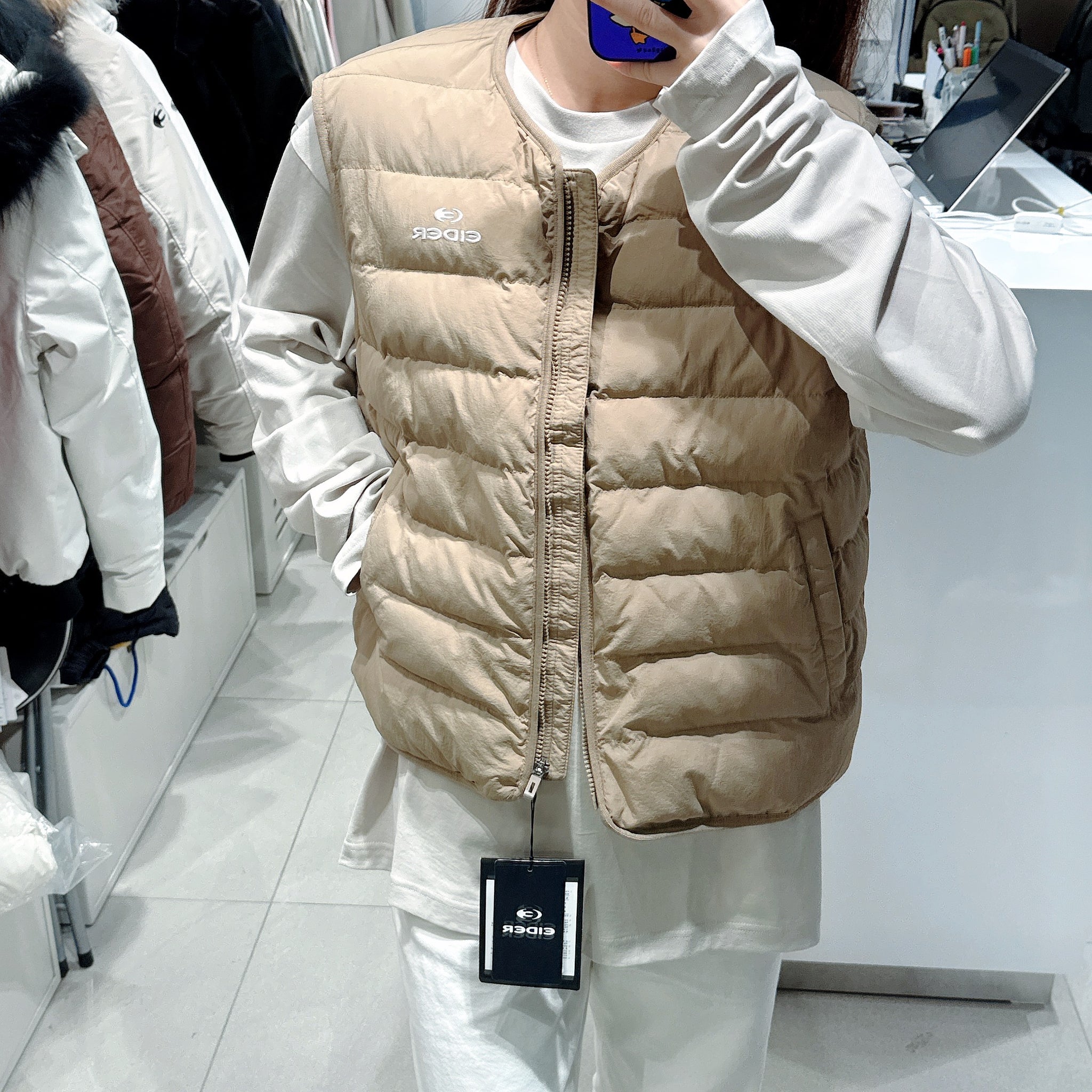 韓國 Eider POP U-Neck Women's Lightweight Padded Vest【ER036】