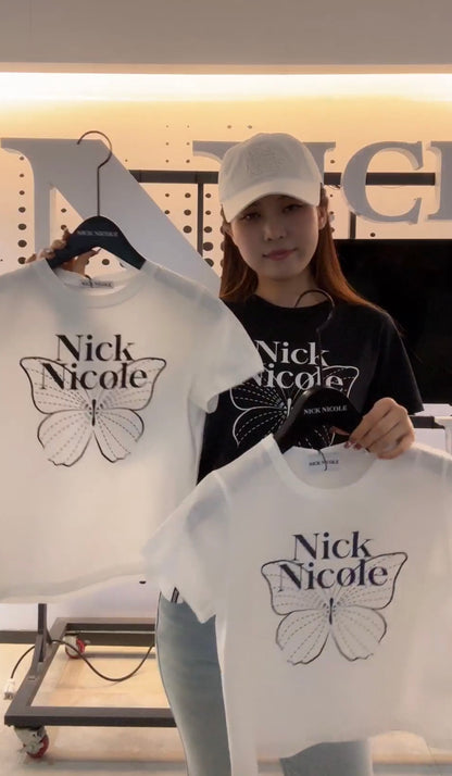 韓國 Nick Nicole BUTTERFLY NICOLE LABEL SLIM TOP (中長款) 【NN140】