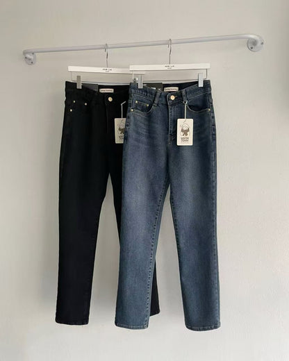 韓國 HowLuk 牛仔褲 刷薄毛 (冬季款)【H2564】