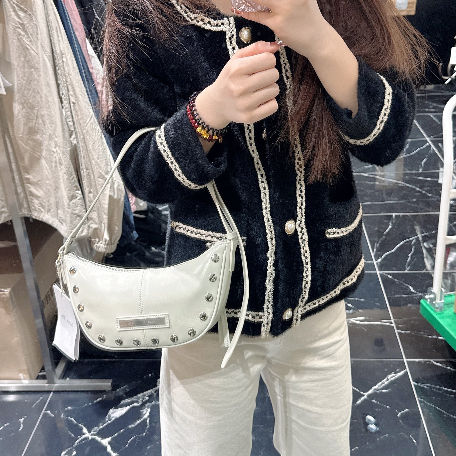 韓國 Matin Kim STUD LEATHER SHOULDER BAG【MK012】 - STT Mall HK 靚太網購