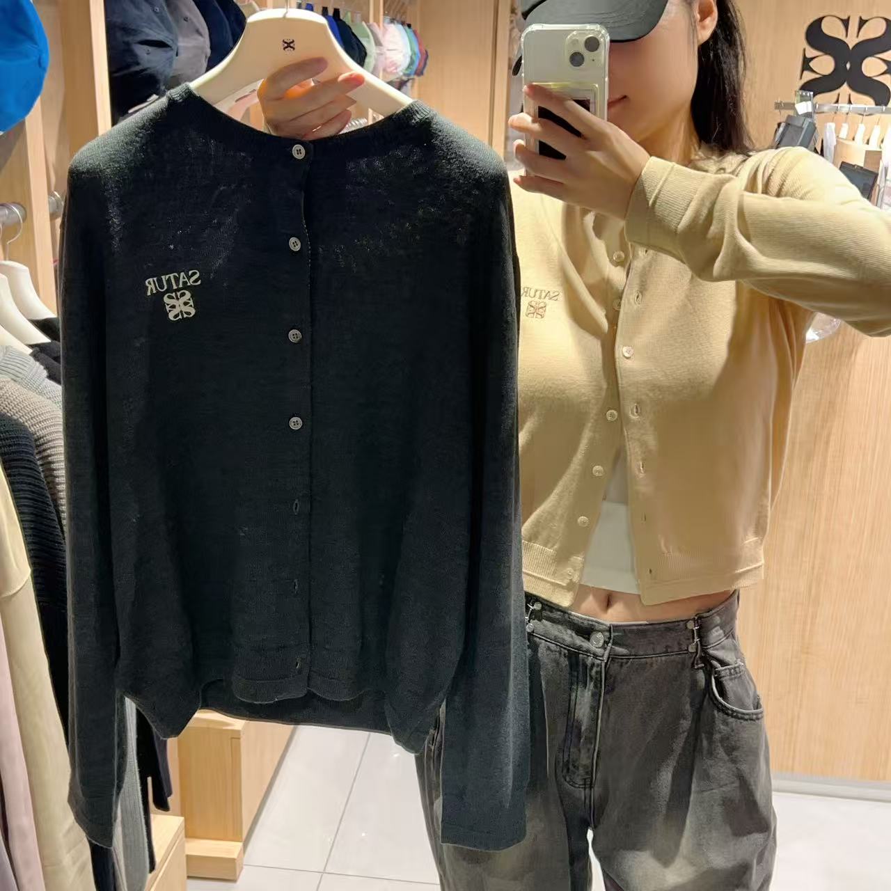 韓國 Satur Lauren Basic Crew Neck Fine Cardigan【SR139】