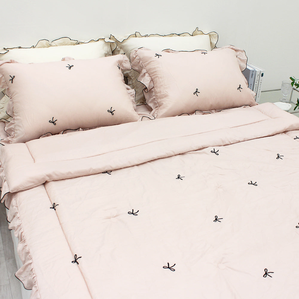 韓國 法式花邊蝴蝶刺繡結莫代爾(有花邊)【SM404】