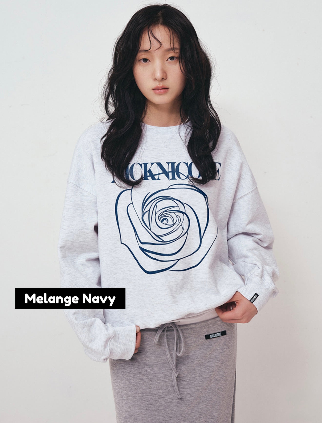 韓國 Nick Nicole Rose Printing Sweatshirt【NN005】
