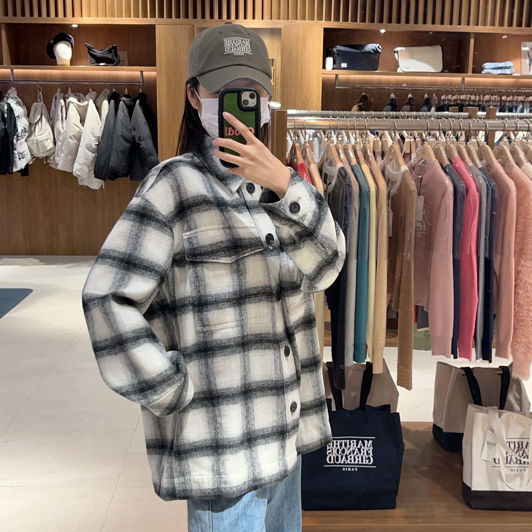 韓國 Marithe Francois Girbaud OVERSIZED CLASSIC CHECK SHIRT JACKET 【MF221】