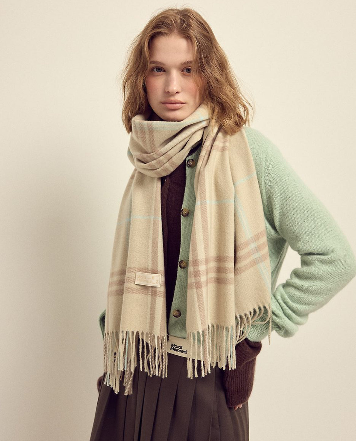 韓國 Mardi Mercredi Les Cadeaux Wool Muffler Check【MM179】