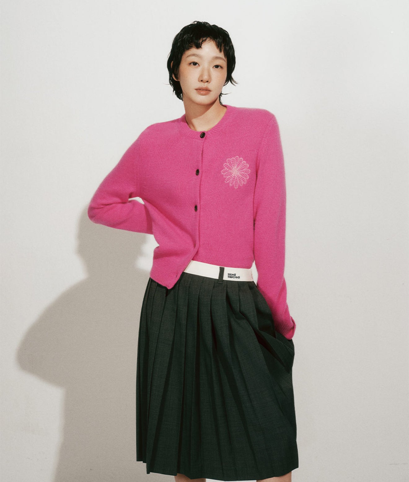 韓國 Mardi Mercredi Raccoon Blended Cardigan Round Neck【MM180】