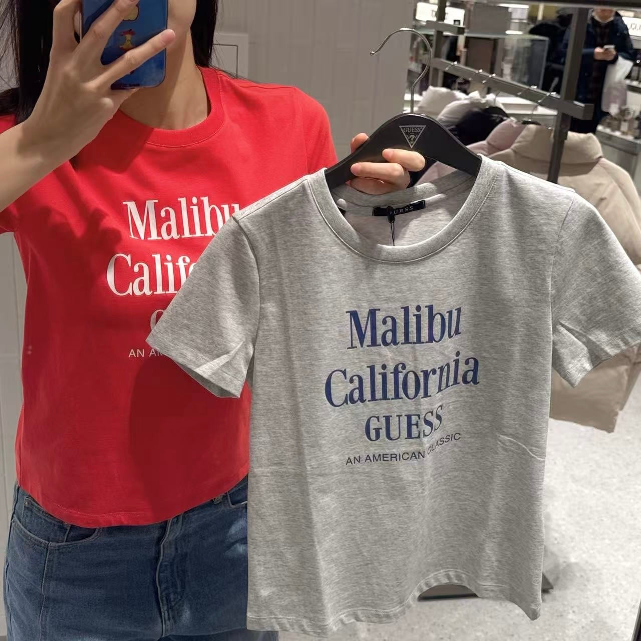 韓國 Guess Women's Malibu Lettering Short Sleeve T-Shirt【GU016】