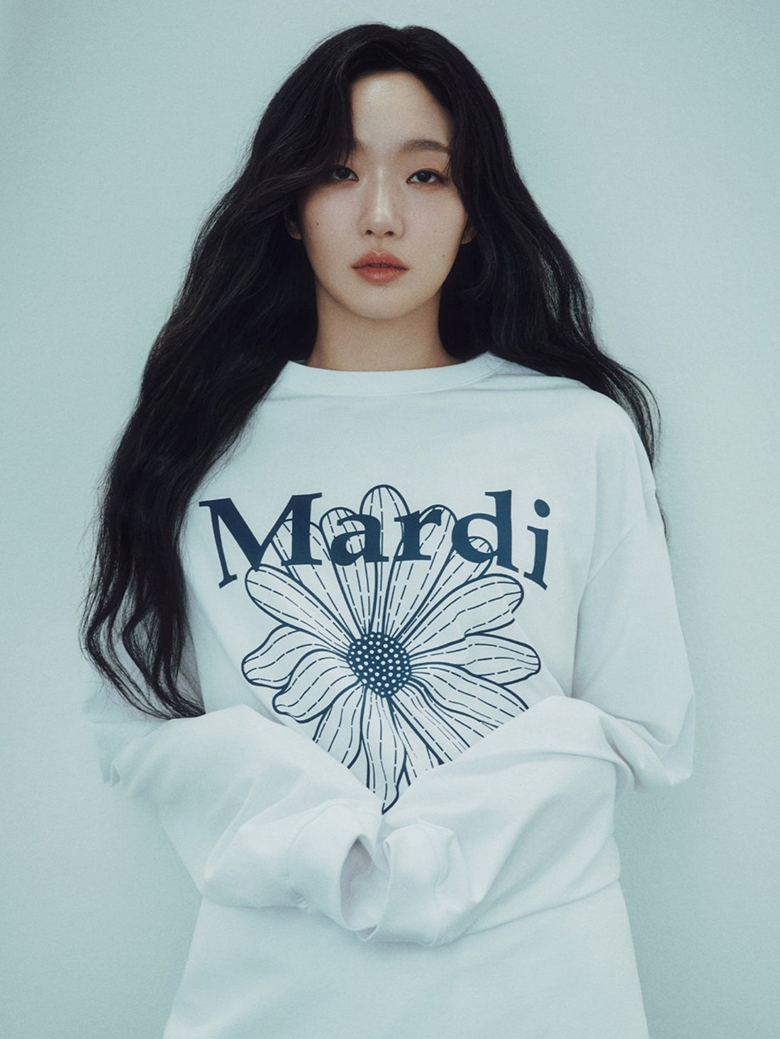 韓國 Mardi Mercredi UNISEX TSHIRT LONG SLEEVE FLOWERMARDI【MM036】