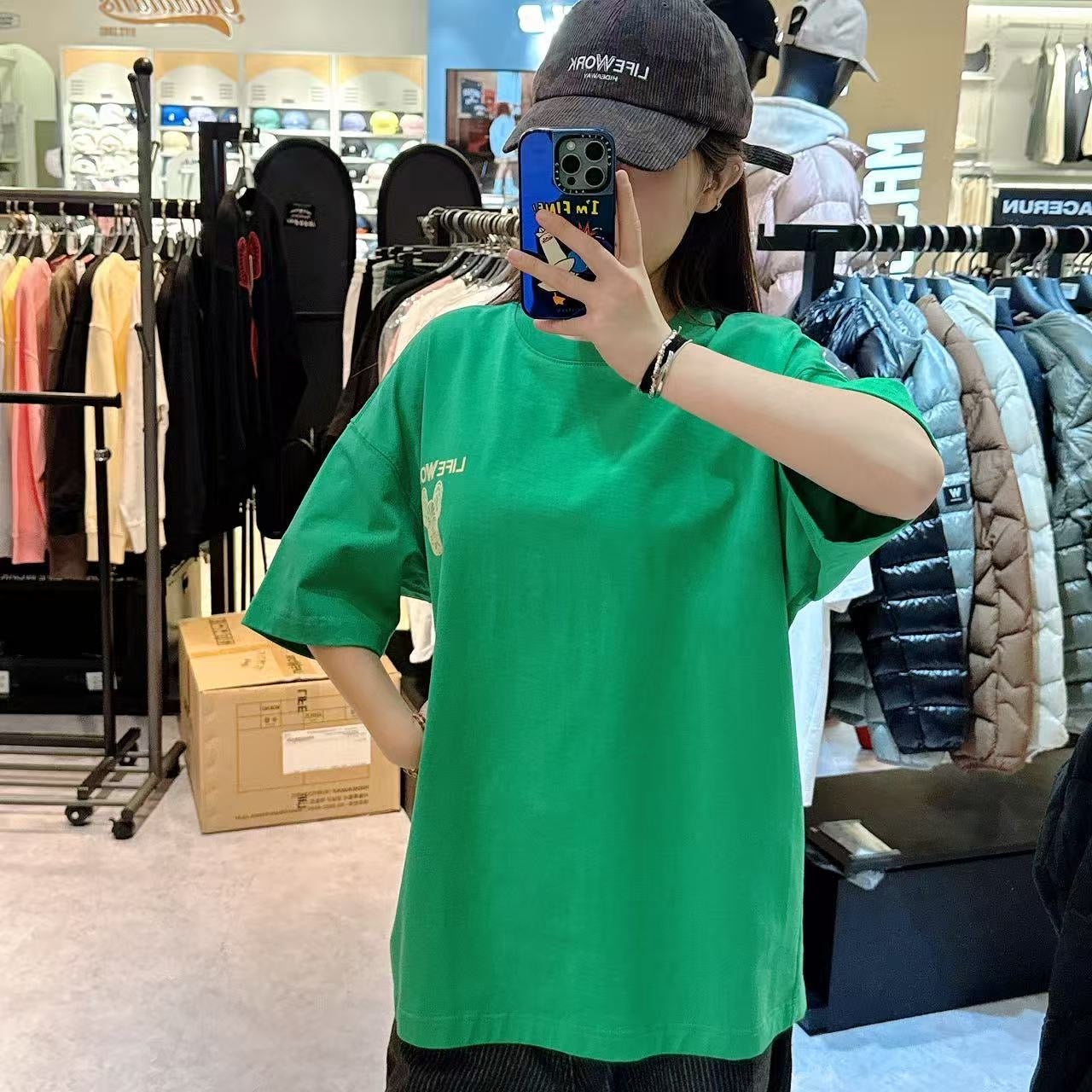 韓國 LifeWork Flocked Ladok Print T-Shirt【LW040】