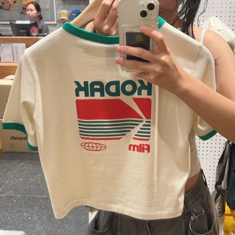 韓國 Kodak Breezepop Graphic Ringer Short Sleeve T-Shirt【KK008】