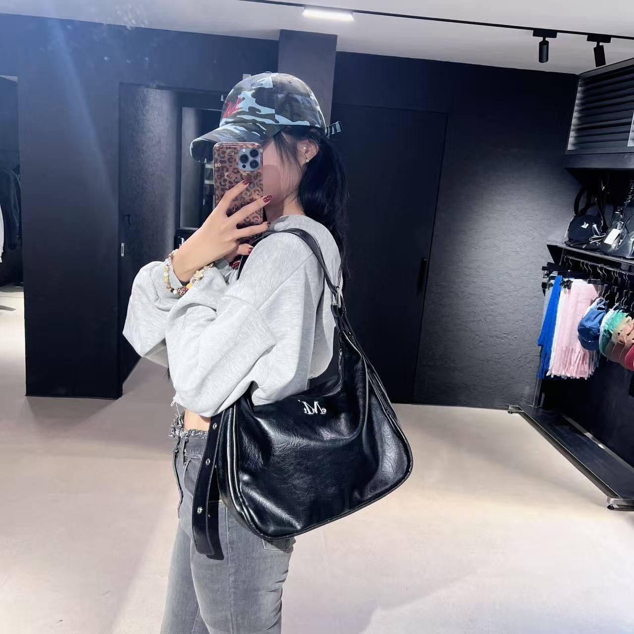 韓國 Mucent Pot Double Wrinkle Leather Shoulder Bag【MU105】