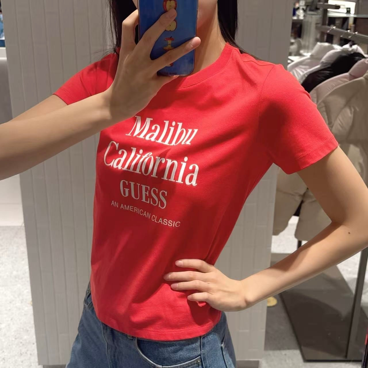 韓國 Guess Women's Malibu Lettering Short Sleeve T-Shirt【GU016】