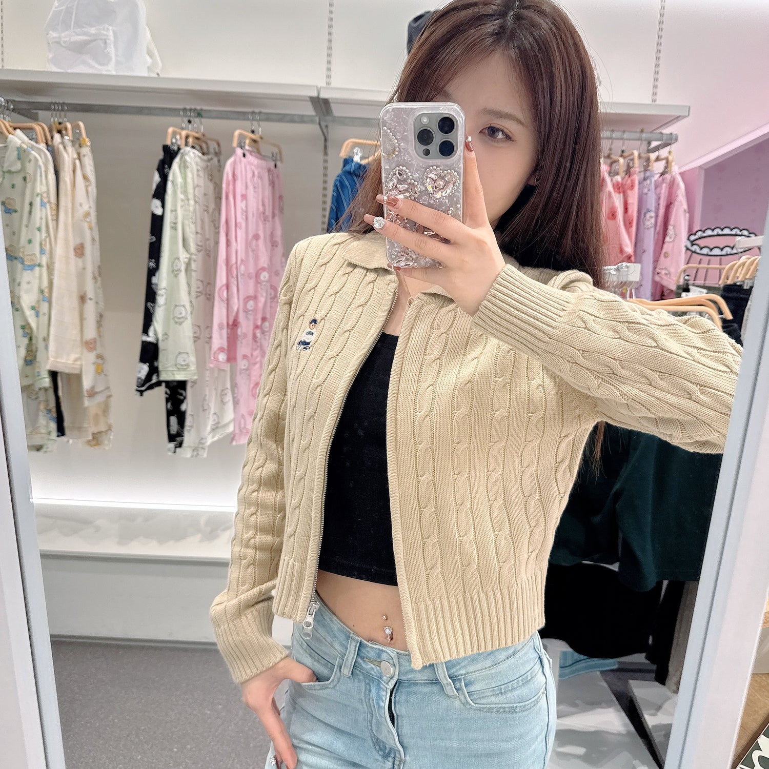 韓國 SPAO Cable Collar Neck Zip-up Cardigan【SP059】