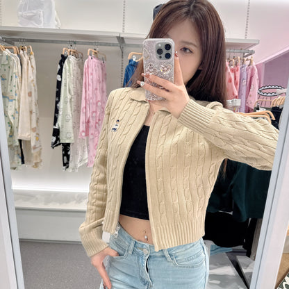 韓國 SPAO Cable Collar Neck Zip-up Cardigan【SP059】