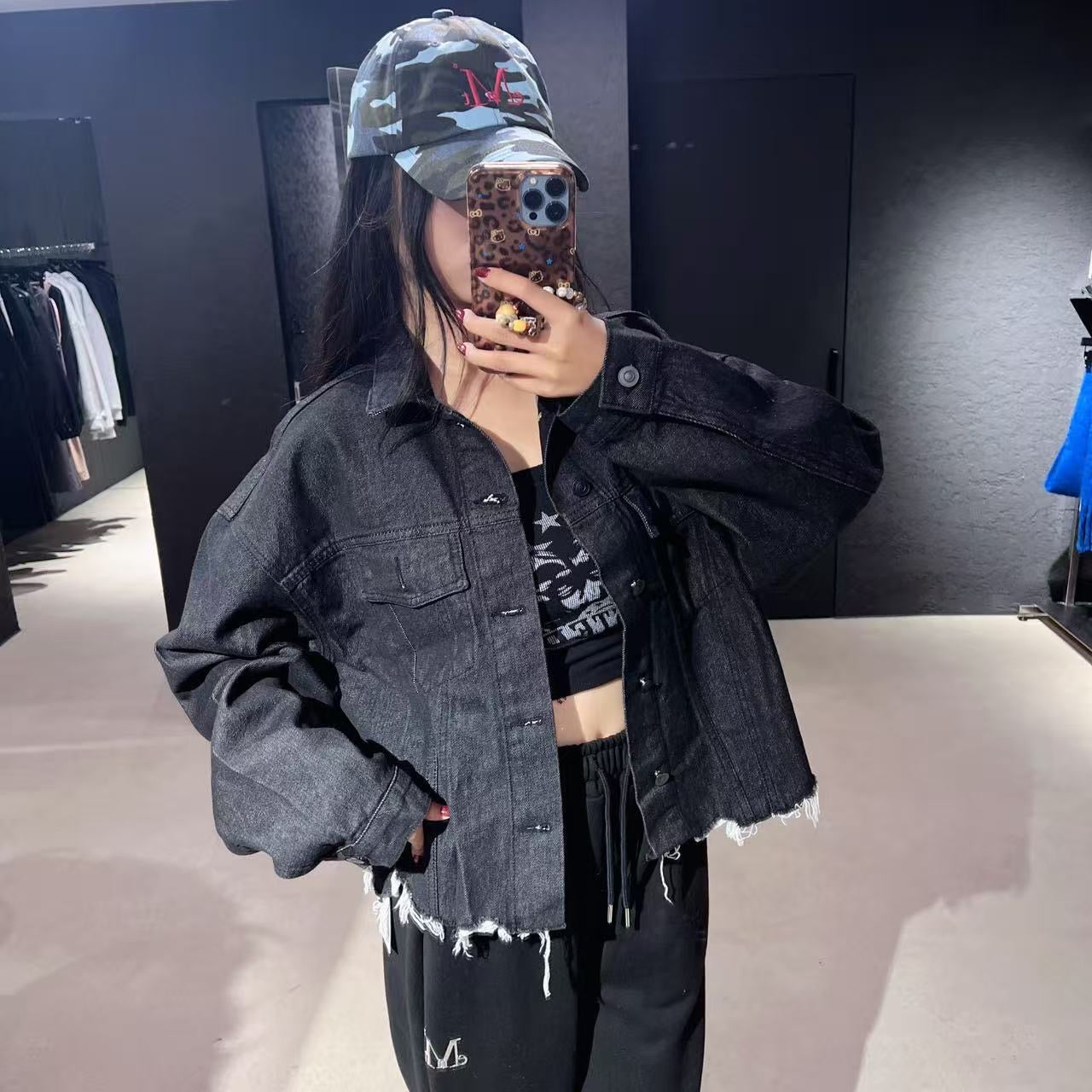 韓國 Mucent Crop Damage Denim Jacket【MU134】