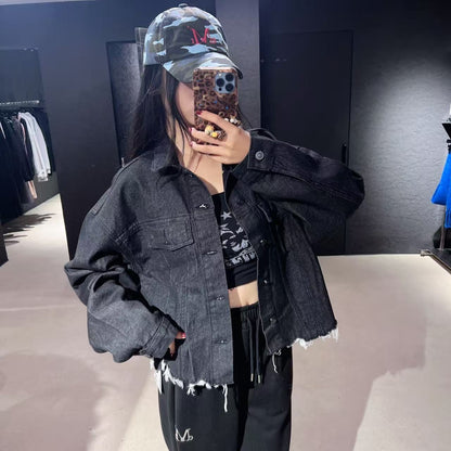 韓國 Mucent Crop Damage Denim Jacket【MU134】