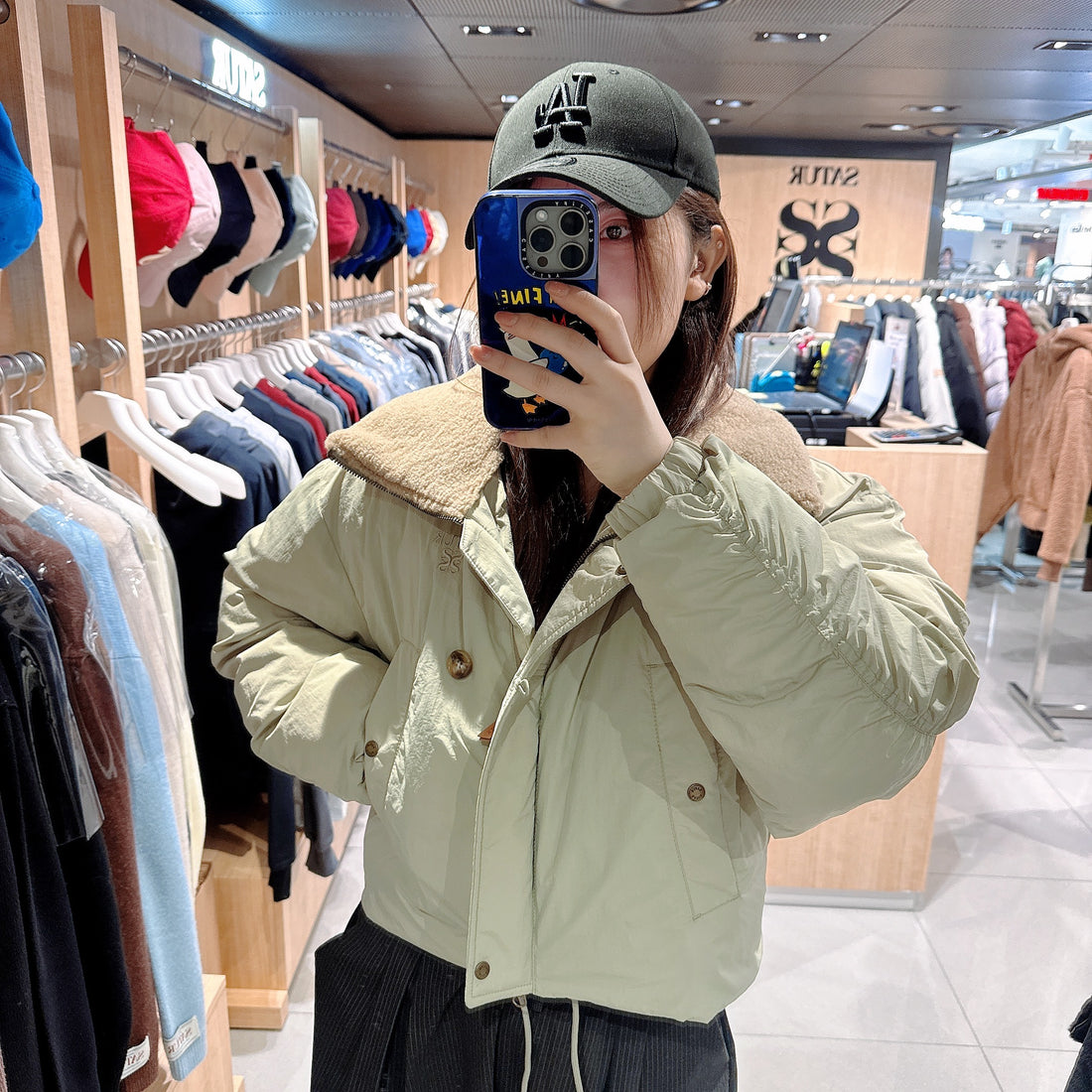 韓國 Satur Wide Collar Crop Padded Jacket【SR174】