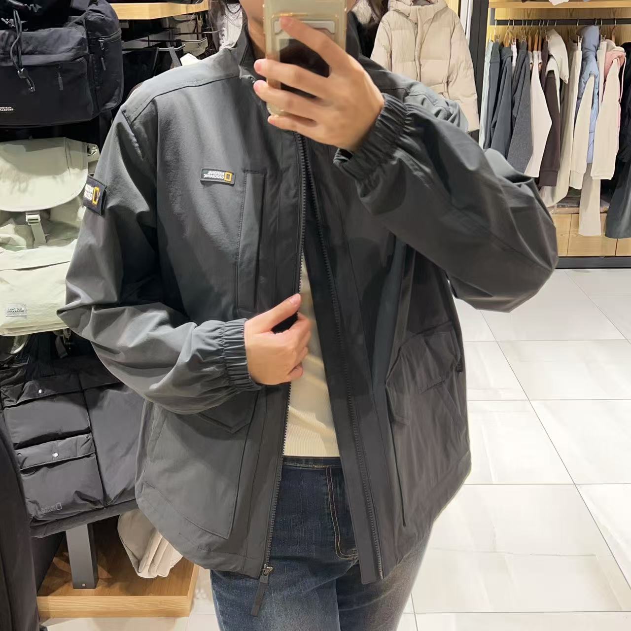 韓國 National Geographic Archelon Woven Stretch Stand Neck Zip-Up【NG313】