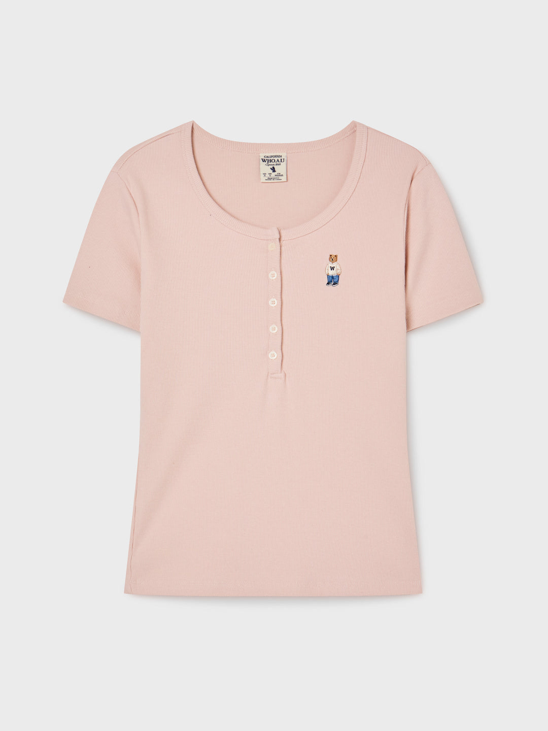 韓國 WhoAU Steve Ribbed Henry Neck T-shirt【WA269】