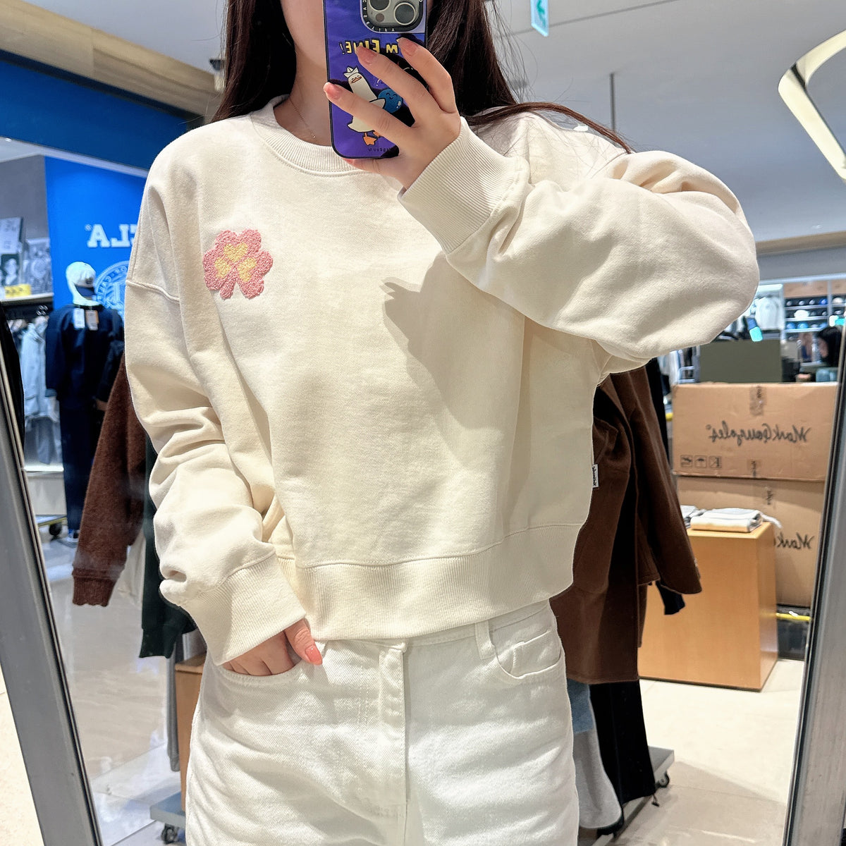 韓國 Mark Gonzales Women's Club Boucle Embroidery Sweatshirt【MG195】