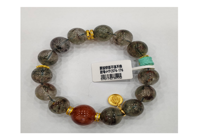 合金綠幽靈膠花手串12mm+【SE512】