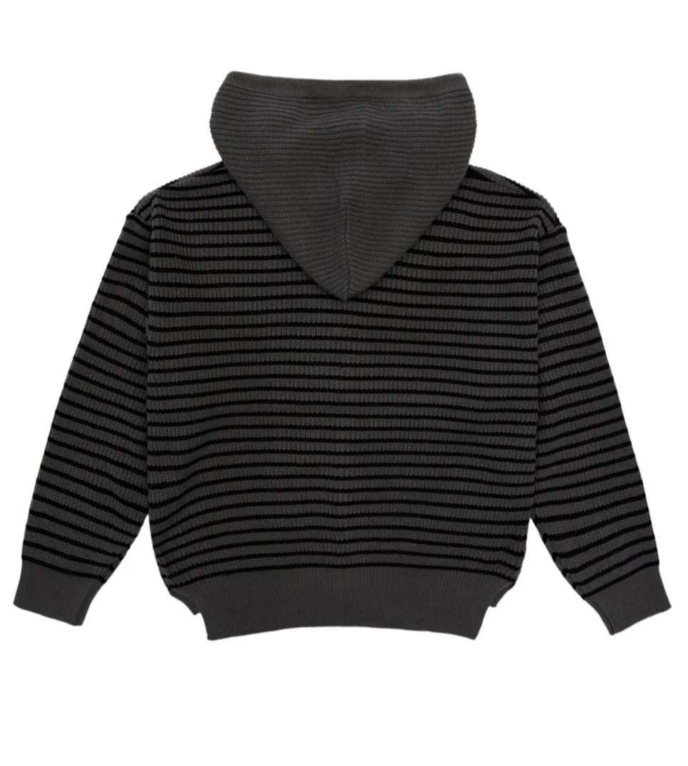 韓國 Mucent Mei Stripe Hand-Warmer Knit Zip-Up【MU186】